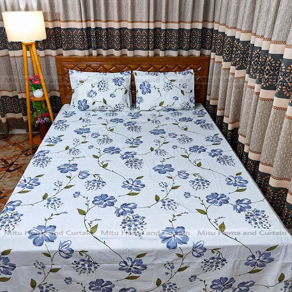 Primium King size Export Twill cotton Bedsheet with Pillow cover Chador set Export twill cotton 7.5×8.25feet Full cotton fabric