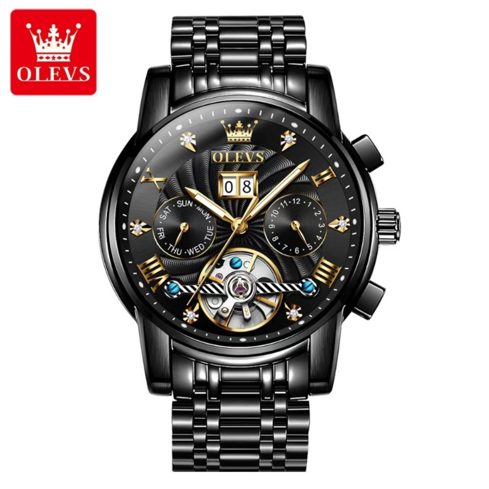 Olevs 9910 Fashion Mechanical Watch for Man Wateproof Stainless Steel luxury Business Luminous Automatic Watches Men