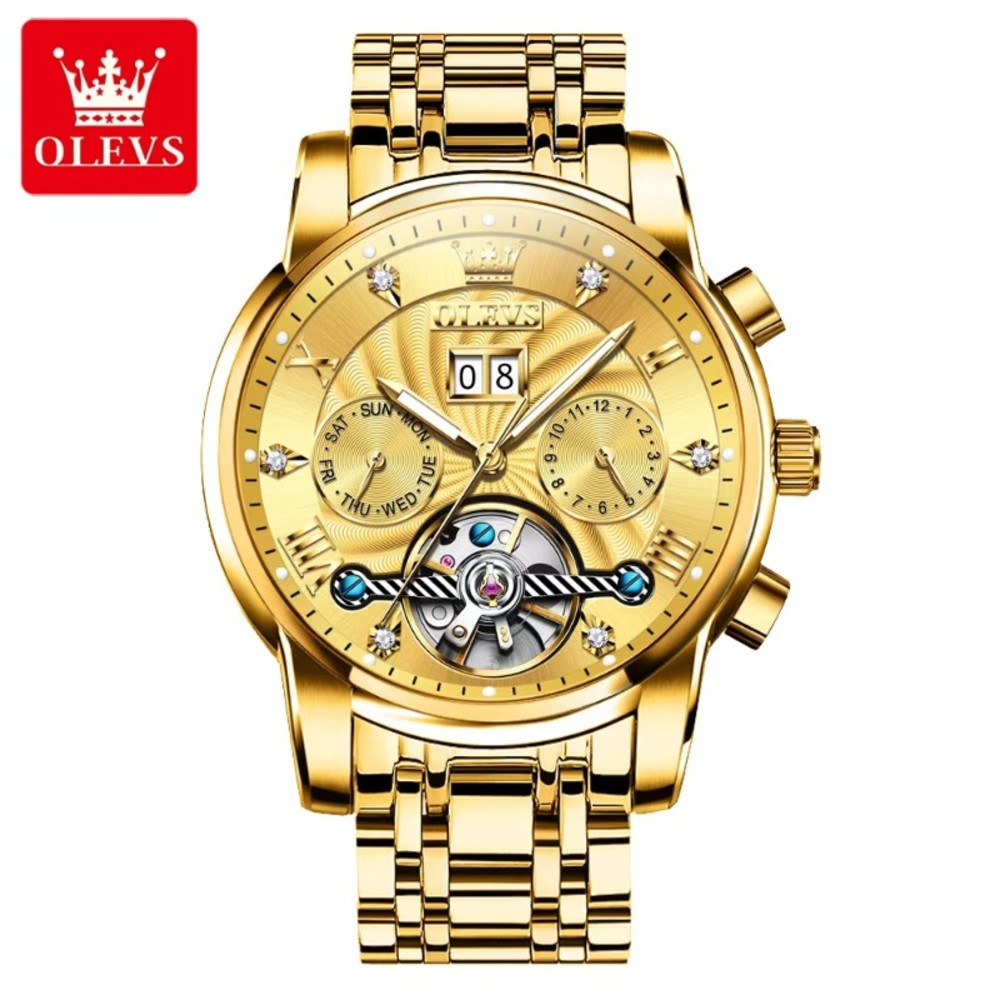 Olevs 9910 Fashion Mechanical Watch for Man Wateproof Stainless Steel luxury Business Luminous Automatic Watches