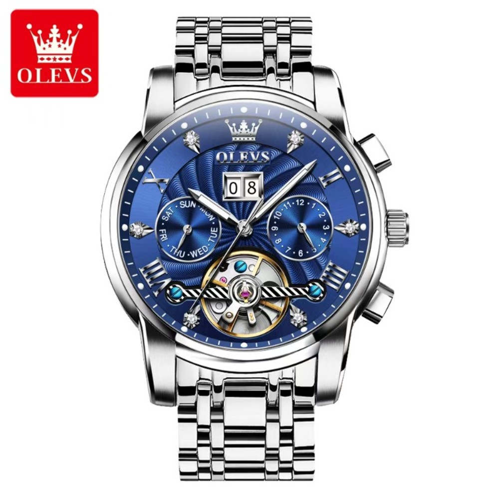 Olevs 9910 Fashion Mechanical Watch for Man Wateproof Stainless Steel luxury Business Luminous Automatic Watches Men