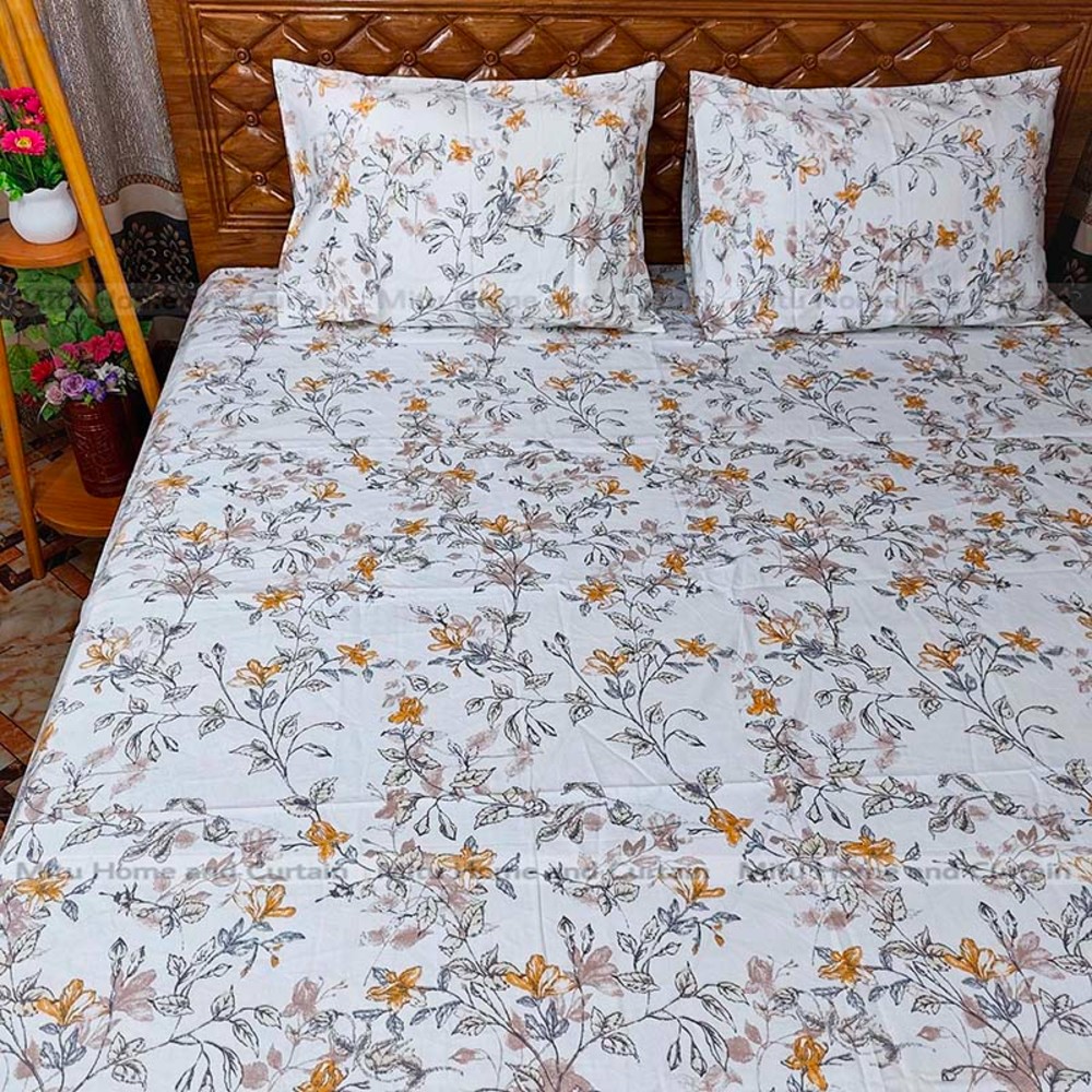 Primium King size Export Twill cotton Bedsheet with Pillow cover Chador set Export twill cotton 7.5×8.25feet Full cotton fabric