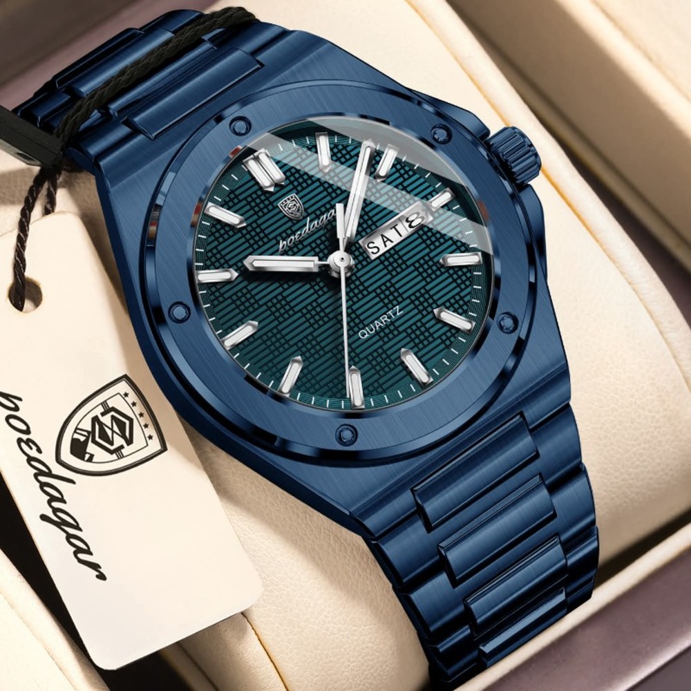 POEDAGAR 696 Nice Top Luxury Men Watch Week Luminous Man Wristwatch Quartz Stainless Steel Male Sport Waterproof Date Men’s Watches