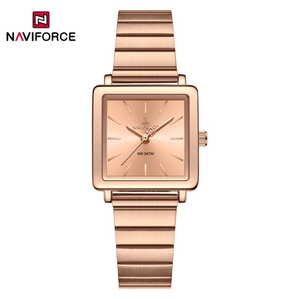 NAVIFORCE NF5048 Stylish Square Women’s Watch with Japanese Quartz Movement and Stainless Steel Strap