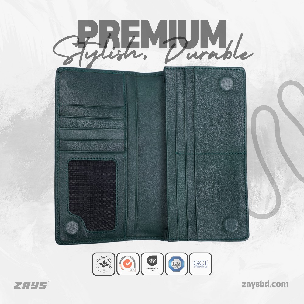Zays Handcrafted Premium Eco-Friendly Leather Long Wallet for Mobile & Many things – Slim, Durable & Stylish Wallet for Unisex – Top-Grain Leather, Compact & Lightweight