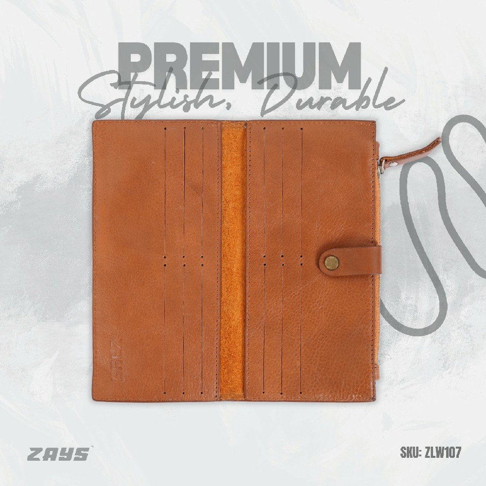 Zays Premium Leather Wallet for Men & Women – Full Grain Oil Pull Up Leather, 12 Card Slots, YKK Zipper, Stylish & Durable Wallet for Everyday Use
