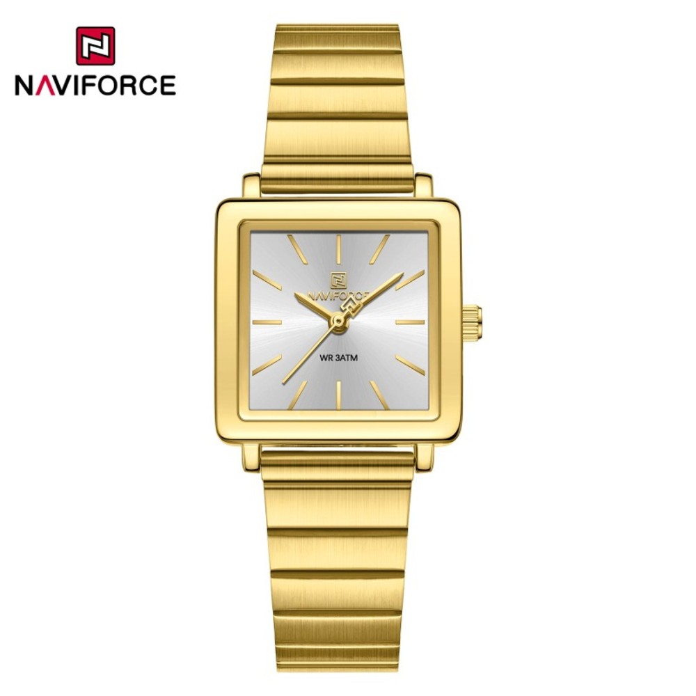 NAVIFORCE NF5048 Stylish Square Women’s Watch with Japanese Quartz Movement and Stainless Steel Strap