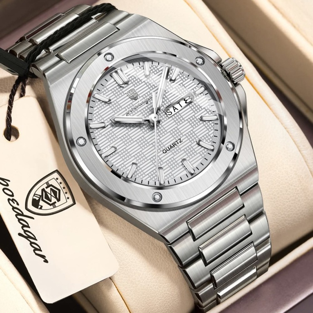 POEDAGAR 696 Nice Top Luxury Men Watch Week Luminous Man Wristwatch Quartz Stainless Steel Male Sport Waterproof Date Men’s Watches