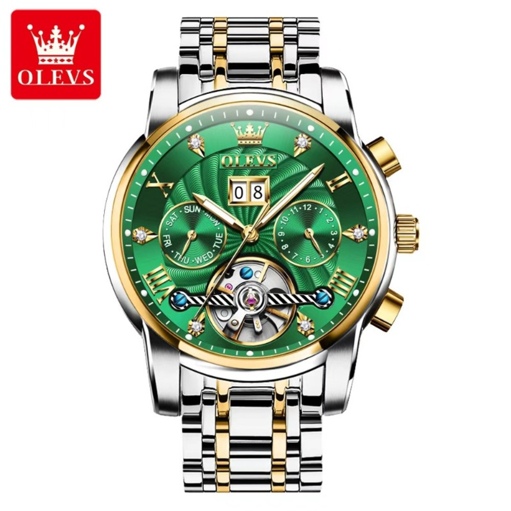 Olevs 9910 Fashion Mechanical Watch for Man Wateproof Stainless Steel luxury Business Luminous Automatic Watches Men