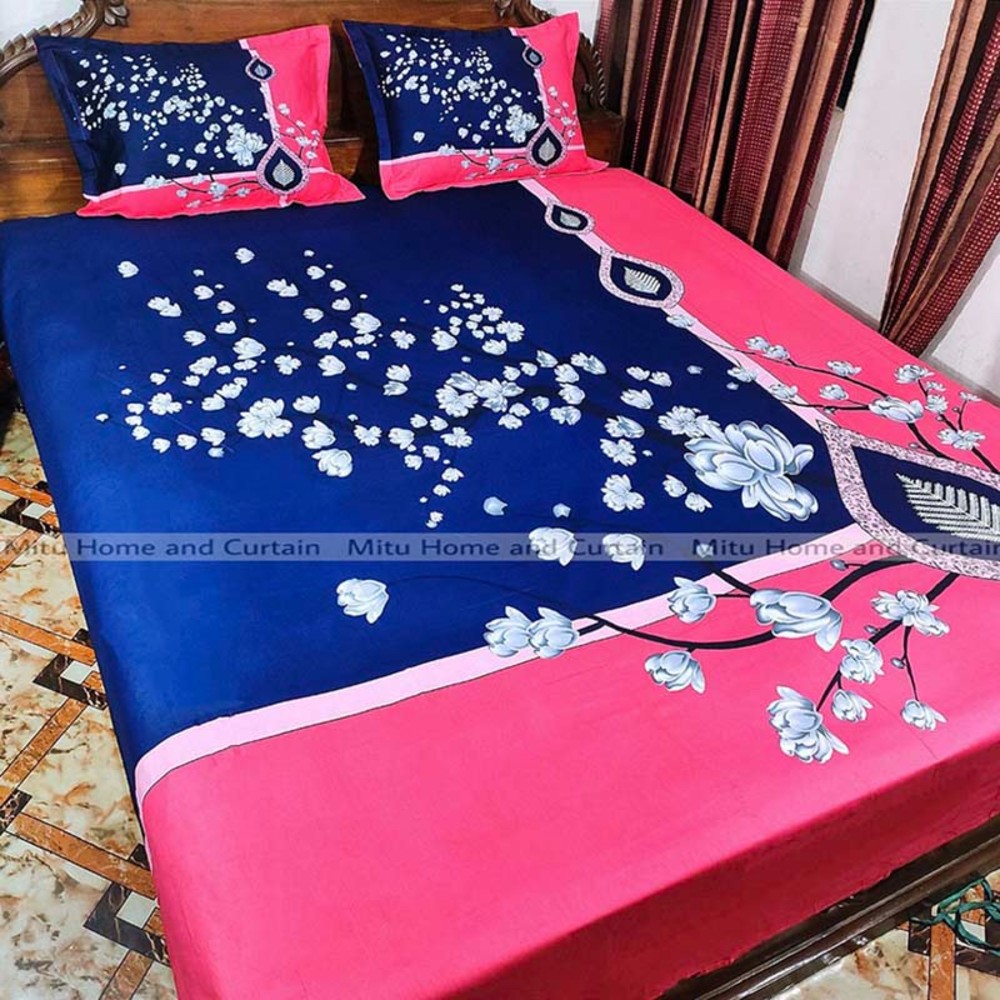 King Size Full twill cotton Panel Bedsheet With Pillow Cover.