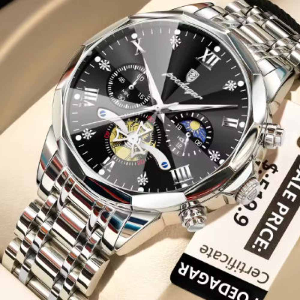 Poedagar 938 new model unique design stainless steel Chronograph active movement waterproof wrist-watch