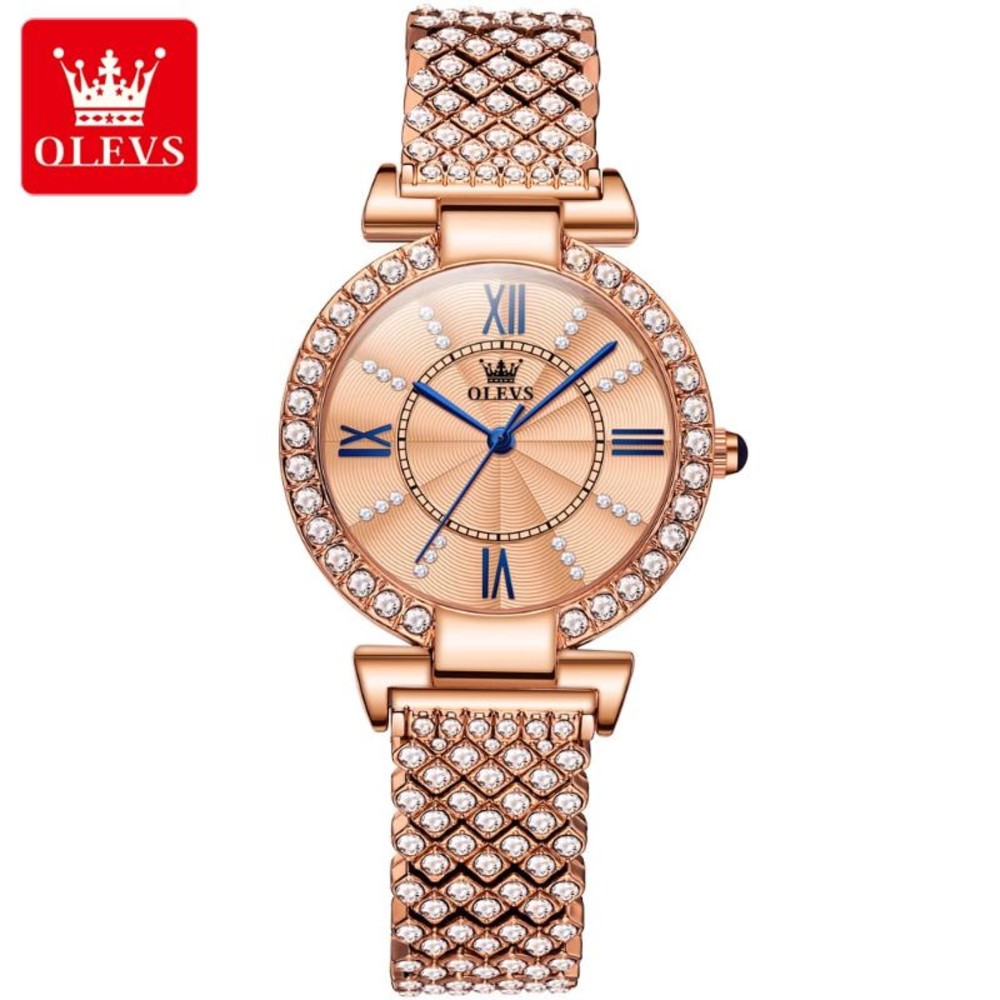Olevs 9942 stainless steel bracelet quartz watch for women fashion waterproof diamond encrusted luxury wristwatch women
