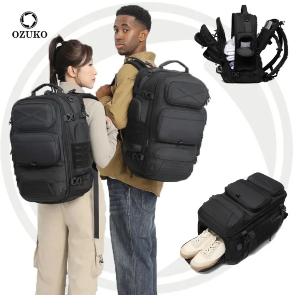 Ozuko 9842L Waterproof Outdoor Tactical Backpack Durable Business Laptop Bag With USB Charging Port Hiking Travel Bag for Men