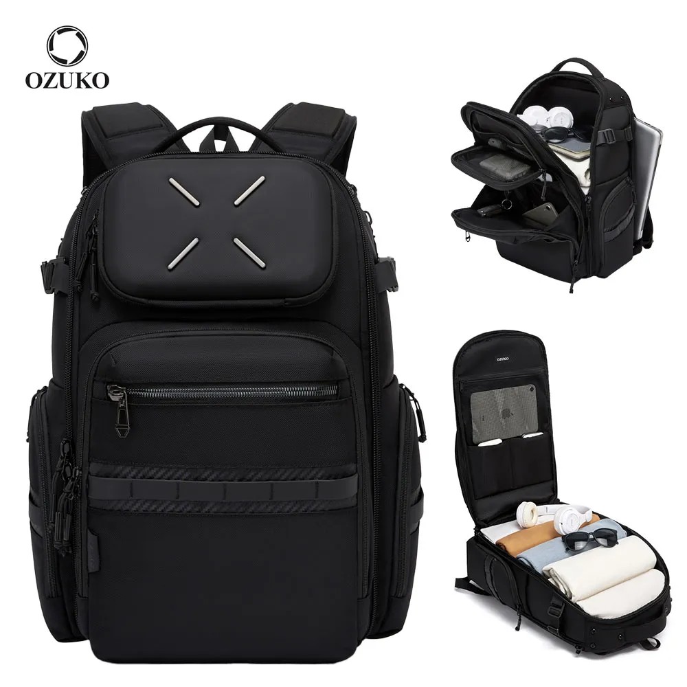 OZUKO 9918 Business Laptop Backpack Slim Travel Daypack with Polyester Fabric Large Organizer Bag for Work College Weekend Trips