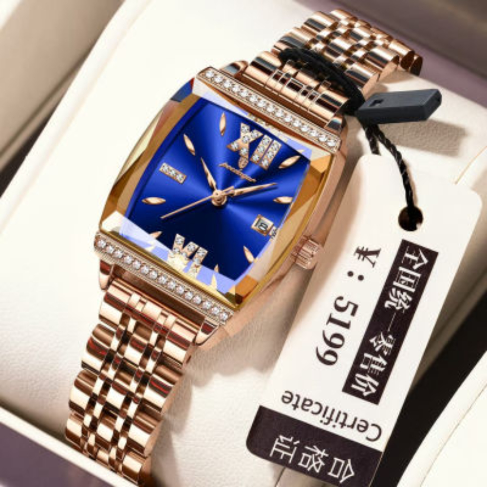 Poedagar 795 Luxury Ladies Premium Fashion Wrist Watch – Crystal Stones, Stainless Steel Strap, Date Display waterproof quartz movement