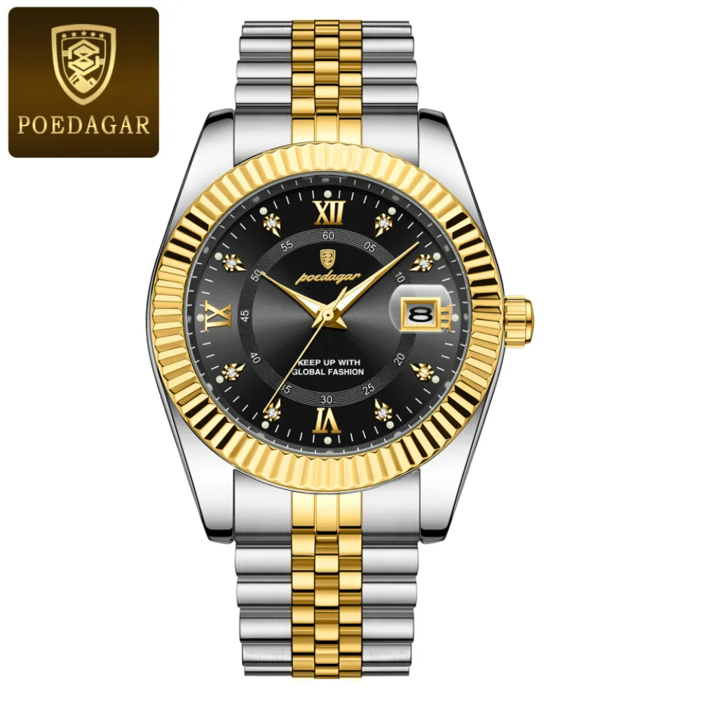 POEDAGAR 910 Luxury Stainless steel Wrist Watch For Man - Waterproof Men Watch Quartz - Stainless Steel Men's Watch