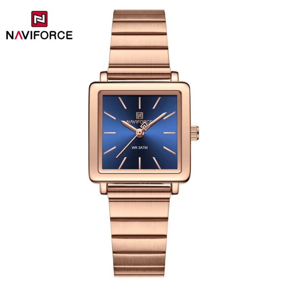 NAVIFORCE NF5048 Stylish Square Women’s Watch with Japanese Quartz Movement and Stainless Steel Strap