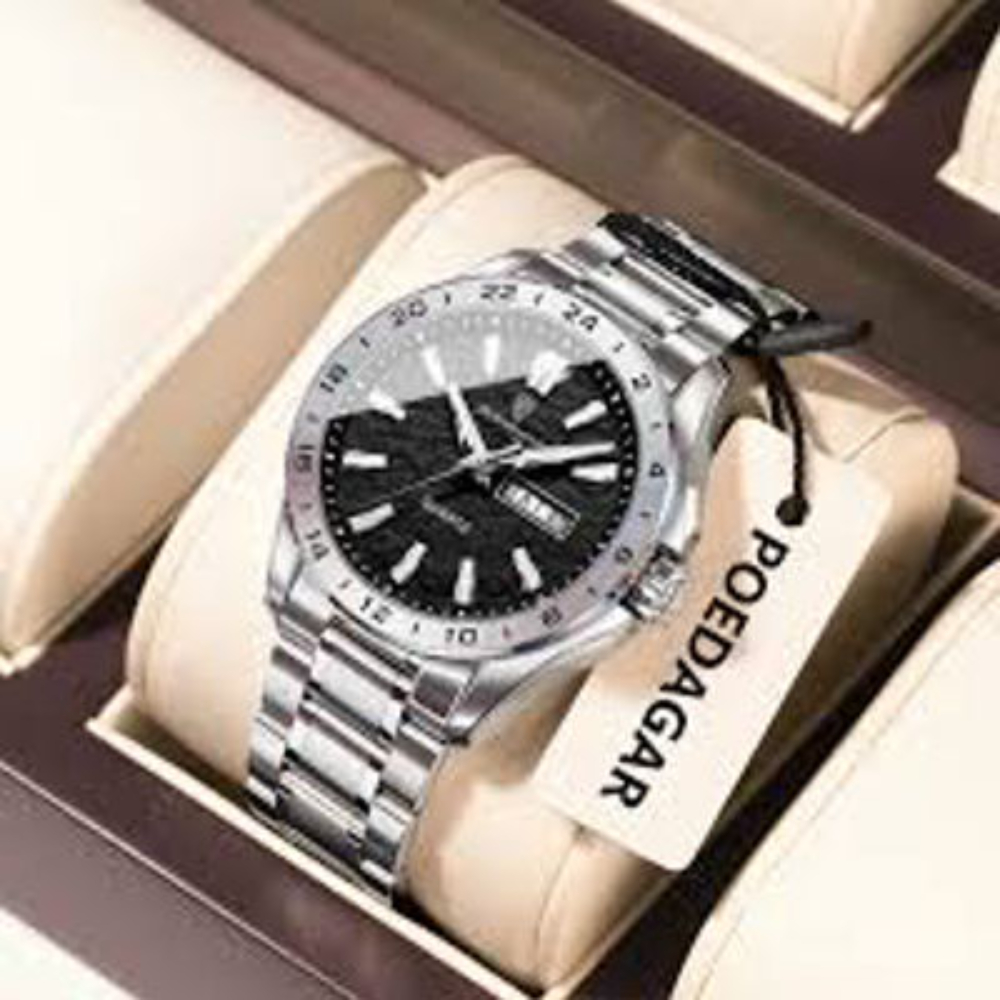 POEDAGAR 683 Watch for Man Elegant Date Week Waterproof Luminous Men Watch Quartz Stainless Steel Sports Men's Watches