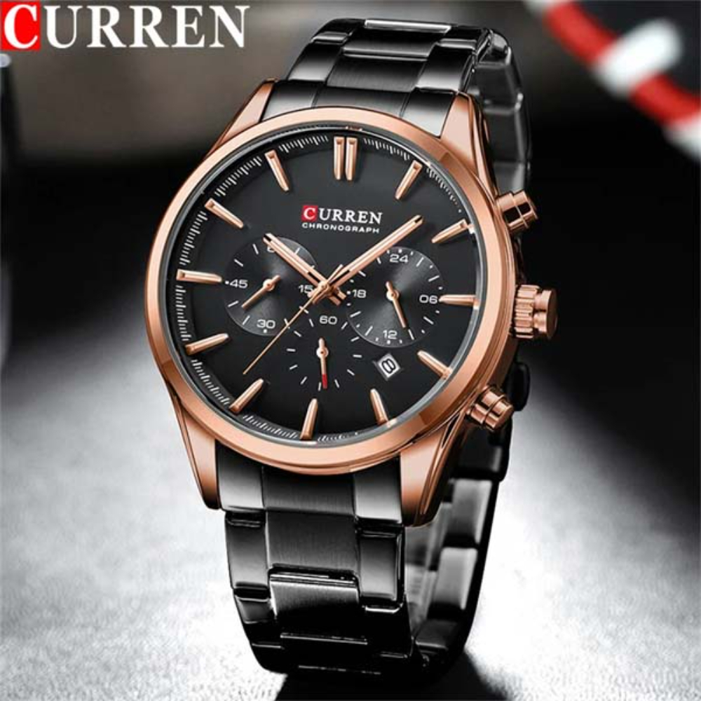 CURREN 8446 Man WristWatch Waterproof Chronograph Auto Date Fashionable Casual Luxury Stainless Steel Watch For Men