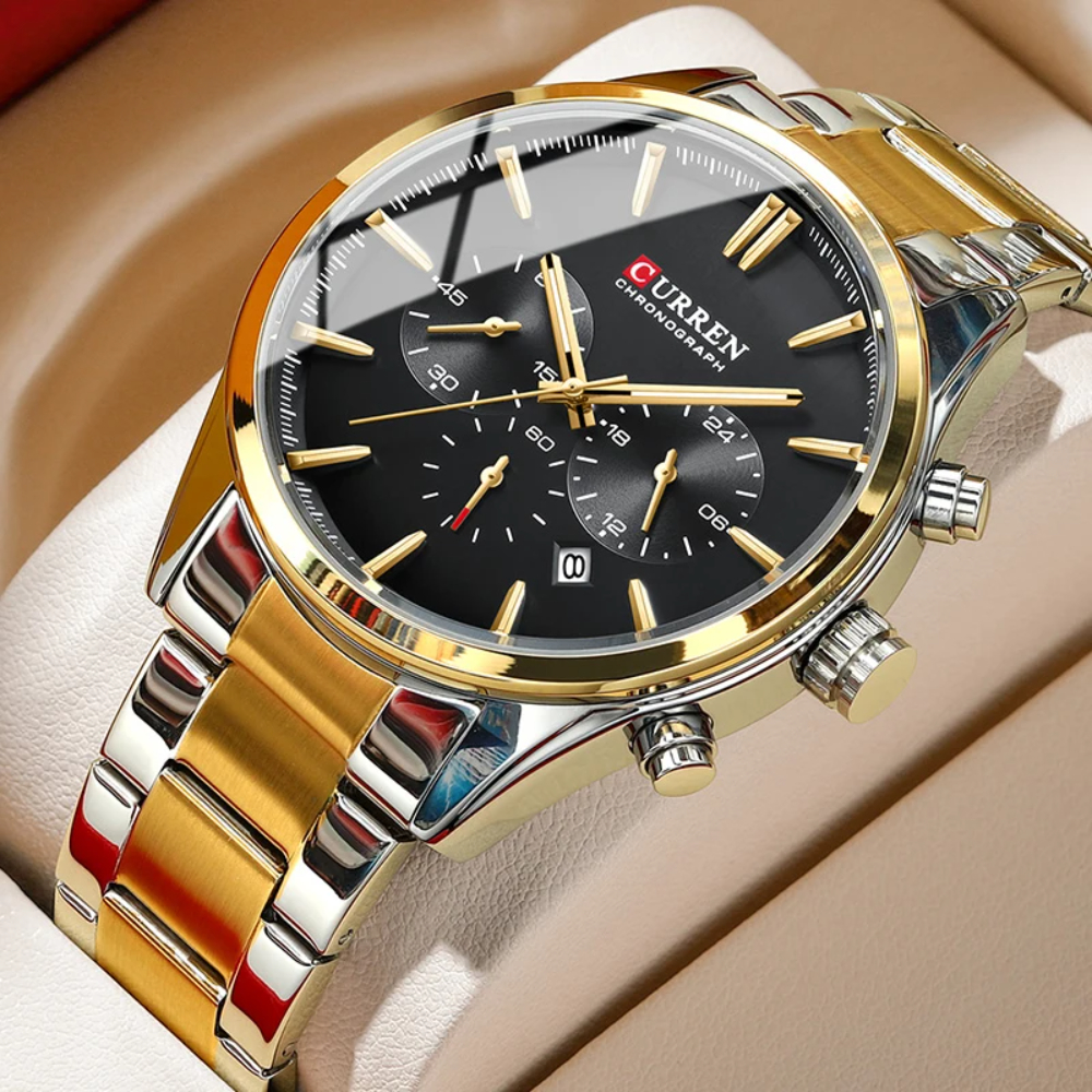 CURREN 8446 Man WristWatch Waterproof Chronograph Auto Date Fashionable Casual Luxury Stainless Steel Watch For Men