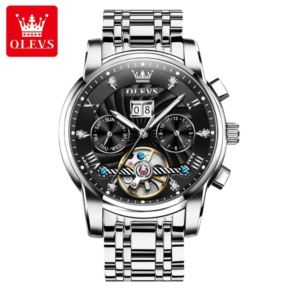 Olevs 9910 Fashion Mechanical Watch for Man Wateproof Stainless Steel luxury Business Luminous Automatic Watches Men
