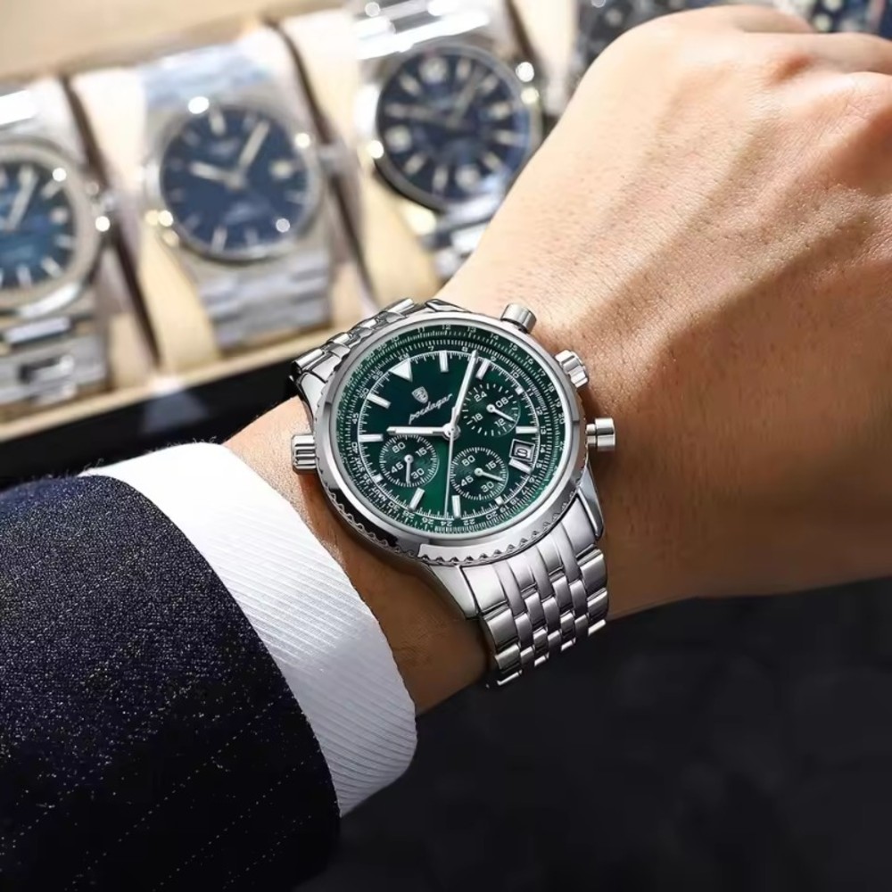 POEDAGAR 960 Luxury Watch for Sport Men Waterproof Luminous Date Chronograph Man Watch Quartz Stainless Steel Men's Watches