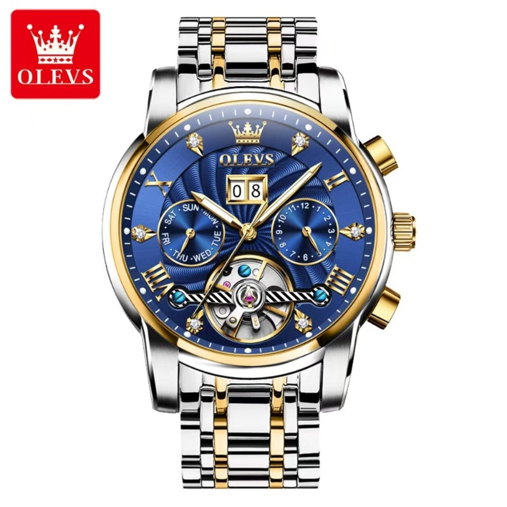 Olevs 9910 Fashion Mechanical Watch for Man Wateproof Stainless Steel luxury Business Luminous Automatic Watches Men