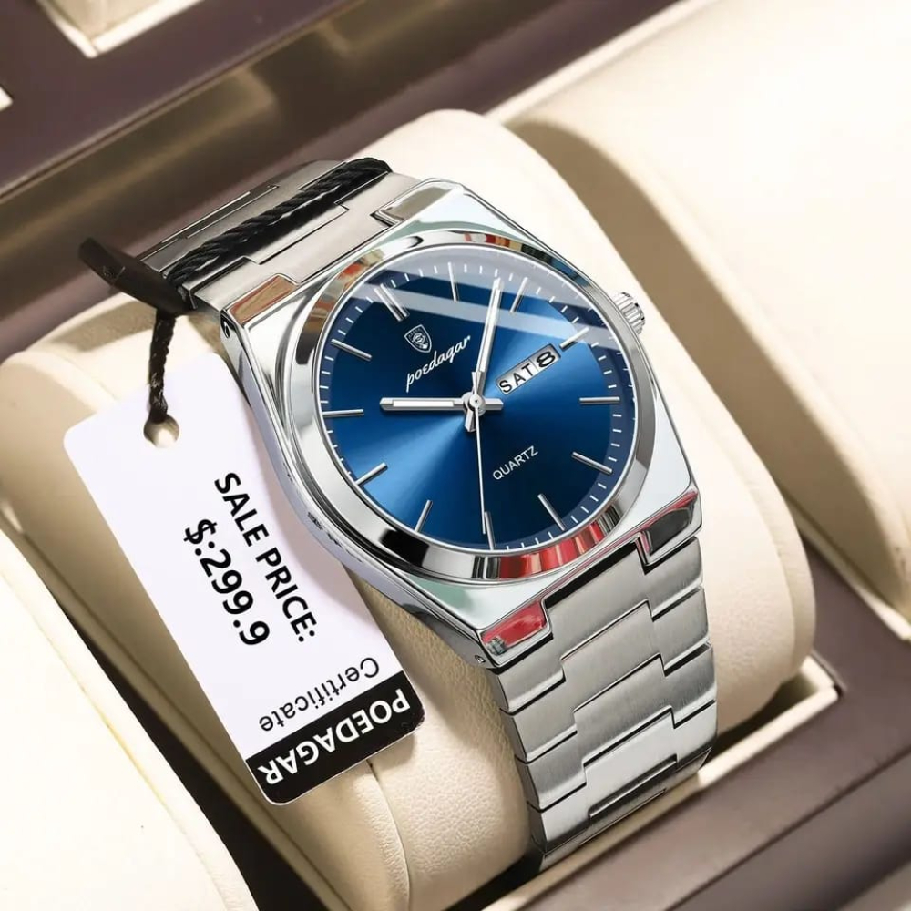 Poedagar New Model Men Watch Luxury Fashion Stainless Steel Quartz Movement Waterproof Wrist-Watch For Men (930)