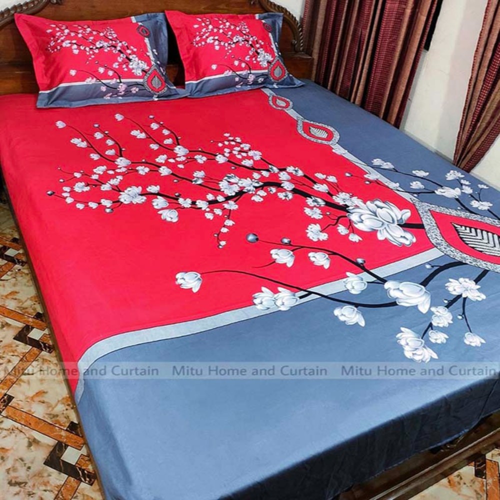 King Size Full twill cotton Panel Bedsheet With Pillow Cover.