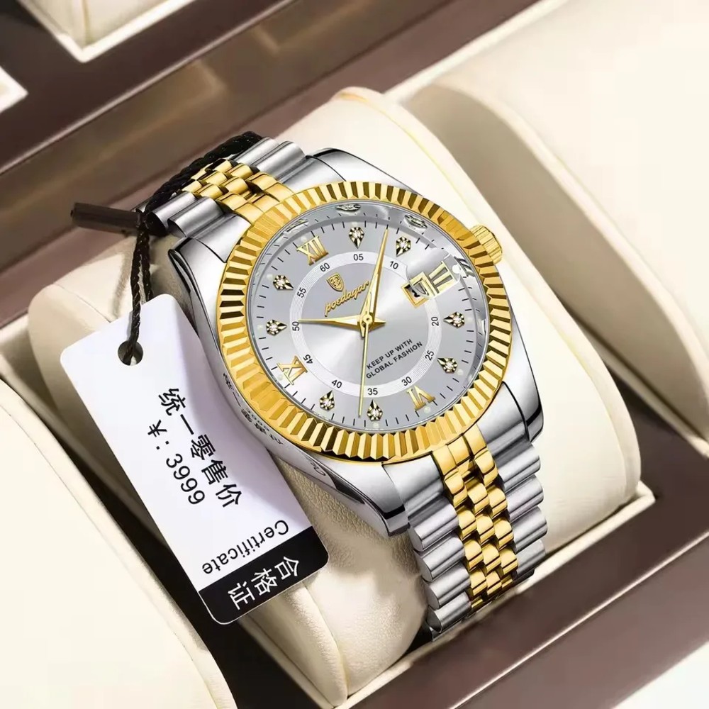 POEDAGAR 910 Luxury Stainless steel Wrist Watch For Man - Waterproof Men Watch Quartz - Stainless Steel Men's Watch - Stainless steel