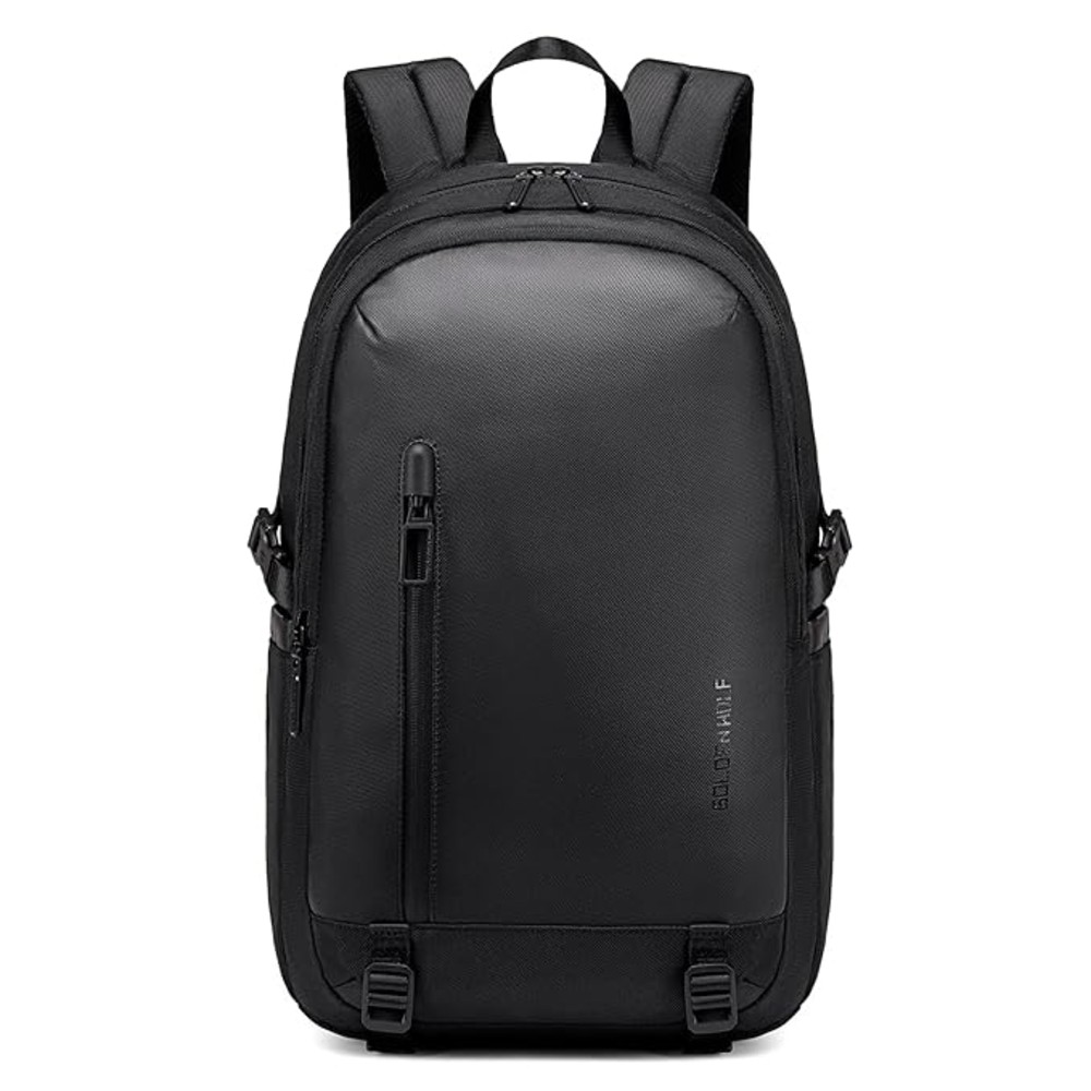 GOLDEN WOLF GB00921 Laptop Backpack 15.6 Inch, Office Backpack with 5 Compartments, Lightweight 17L Daypack, Water Resistant Travel Backpack with Hidden Pocket & Tripod Holder, Black