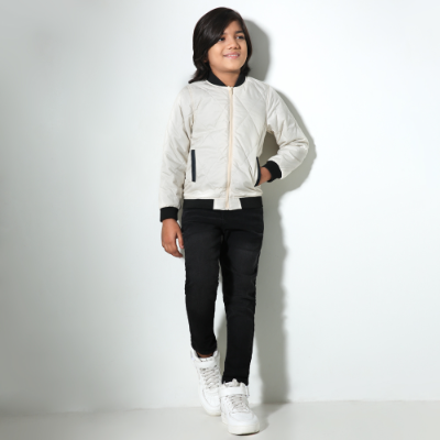 CUNYI Boys Army Green Bomber Jacket – Windproof Nylon Coat With Side Pockets