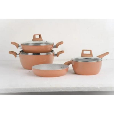 7 Piece Ceramic Granite Non Stick Cookware Set (Induction Bottom)